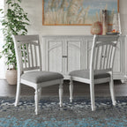 Slat Back Dining Chairs with Coastal Design - Gray