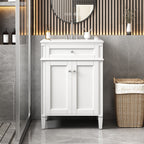 Bathroom Vanity with Solid Wood Frame and Tip Out Drawer - Black, White, Dark Green