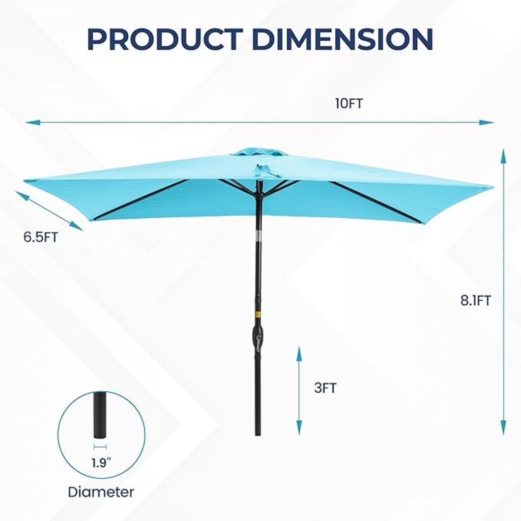 Rectangular Patio Umbrella with Crank Tilt - UV-Resistant Canopy