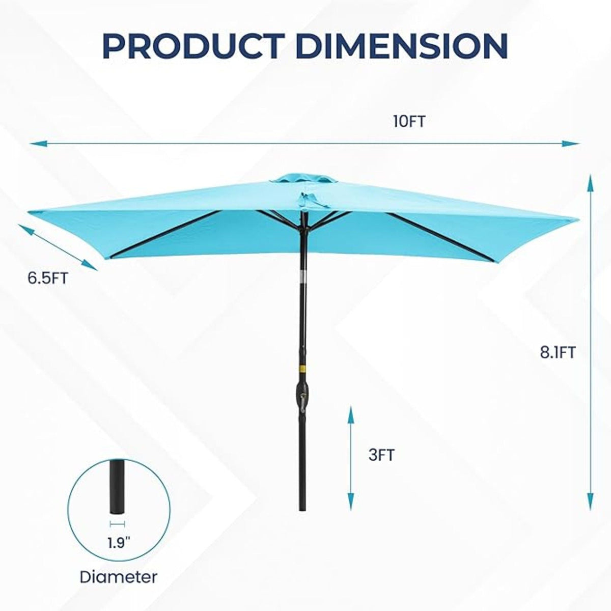 Rectangular Patio Umbrella with Crank Tilt - UV-Resistant Canopy