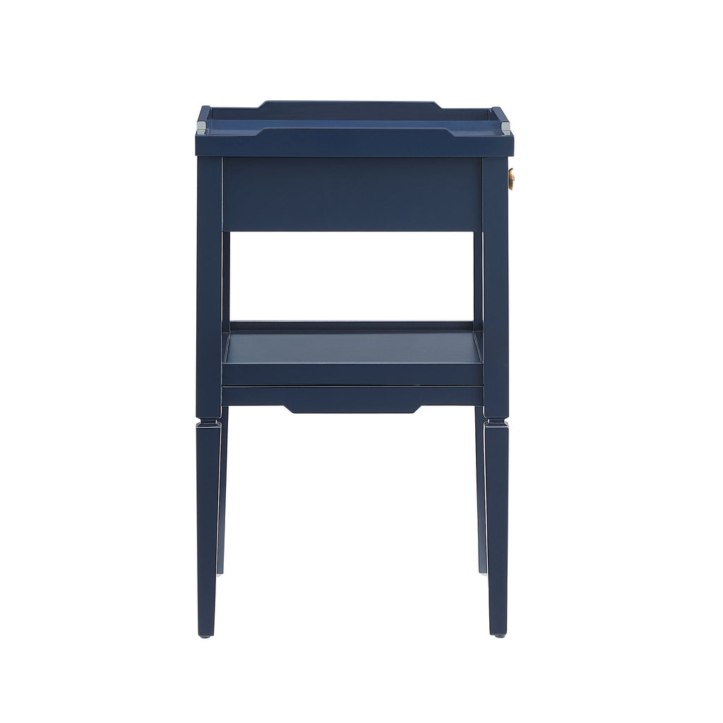 1 Drawer Nightstand with Solid Wood Frame - Blue, Dark Green, or White