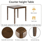 Wooden 5 Piece Dining Table Set with Square Counter Height Table - Gray or Dark Brown