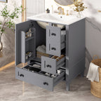 Bathroom Vanity with Integrated Basin and Soft Close Drawers - Multiple Colors
