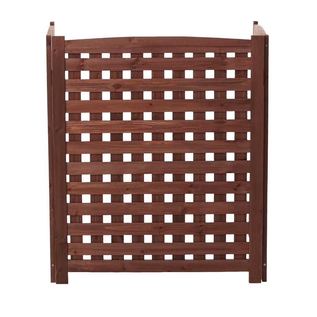 3 Panel Outdoor Air Conditioner Fence Screen with Solid Wood - Light Brown or Dark Gray