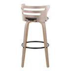 Mid Century Modern Fixed Height Barstool Set with Swivel and Footrest - Beige or Black
