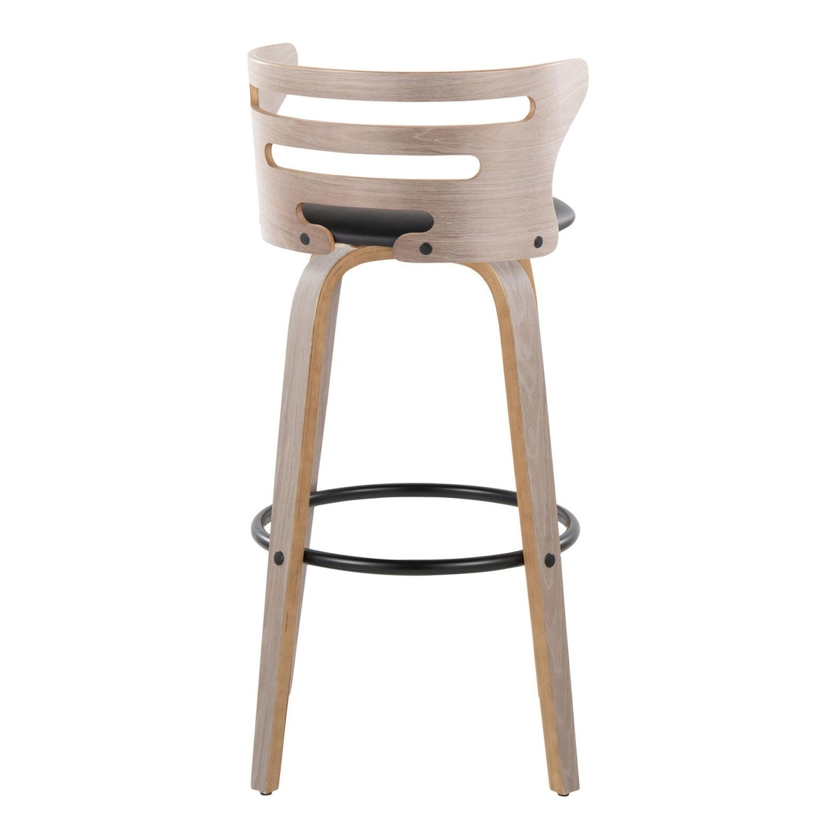 Mid Century Modern Fixed Height Barstool Set with Swivel and Footrest - Beige or Black
