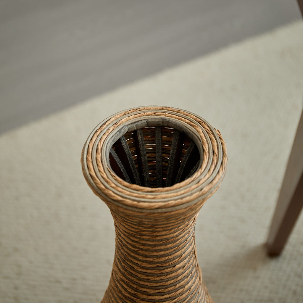 3 Piece Artificial Rattan Floor Vase Set with Modern Artistic Style - Beige