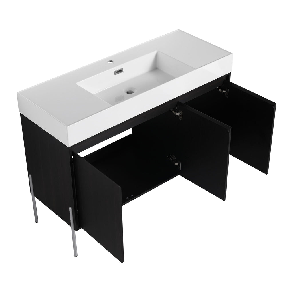 Freestanding Bathroom Vanity With Resin Sink And Storage Cabinet