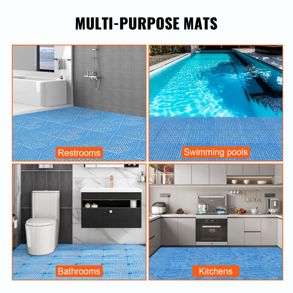 Durable PVC Interlocking Tile 50PCS with Rapid Drainage - Blue, Black, or Gray