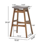 Mid Century Modern Bar Stool Set with Upholstered Seating - Beige or Dark Gray