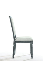 Weathered Side Chair with Cream Linen Upholstery - Cream / Gray