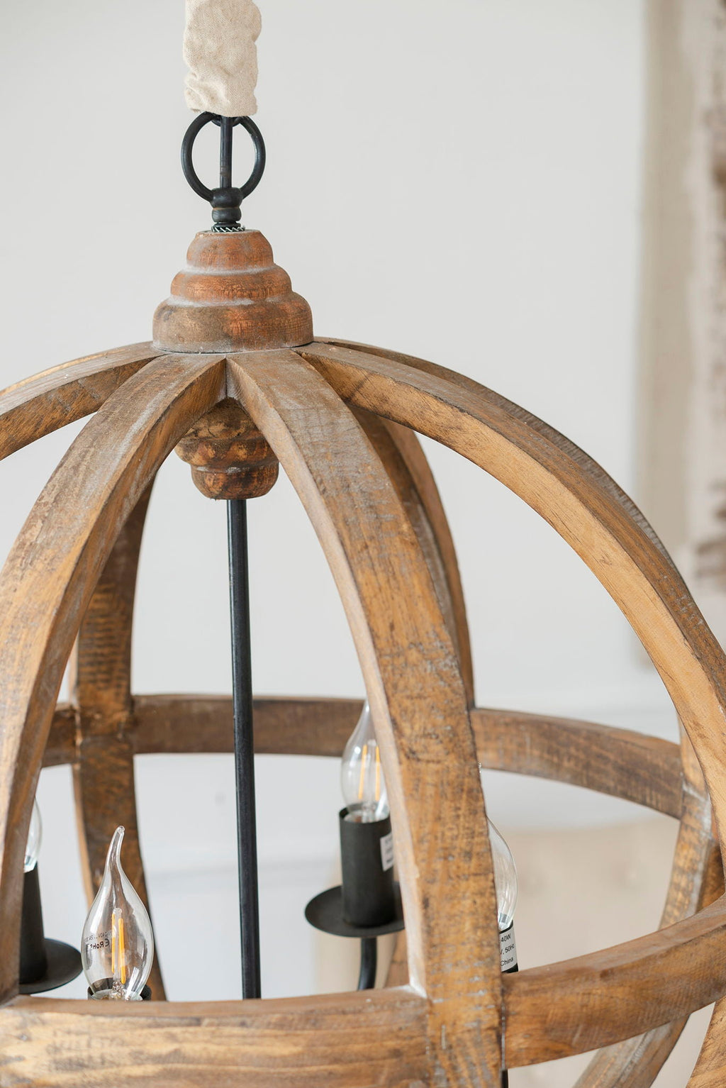 4 Light Wood Chandelier