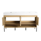 Modern Bathroom Vanity Combo with Single Resin Sink and Storage Cabinet - Light Brown
