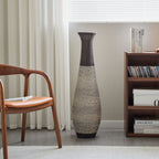 Tall Artificial Rattan Floor Vase with Two-Tone Finish - Black / Gray