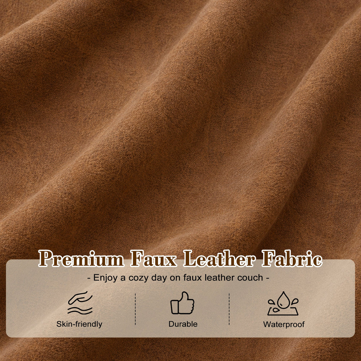 Elegant Button Tufted Sofa with Metallic Legs - Faux Leather