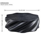 Modern Petal Shape Side Table with Sculptural Base - Black