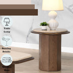 Walnut End Table with Travertine Top - Contemporary Design