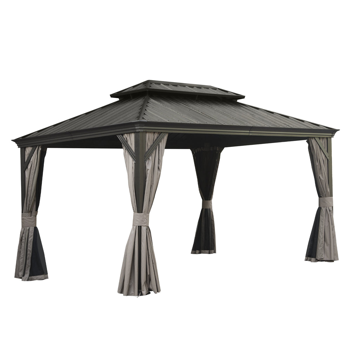 10' X 14' Hardtop Gazebo with Galvanized Steel Roof - Gray
