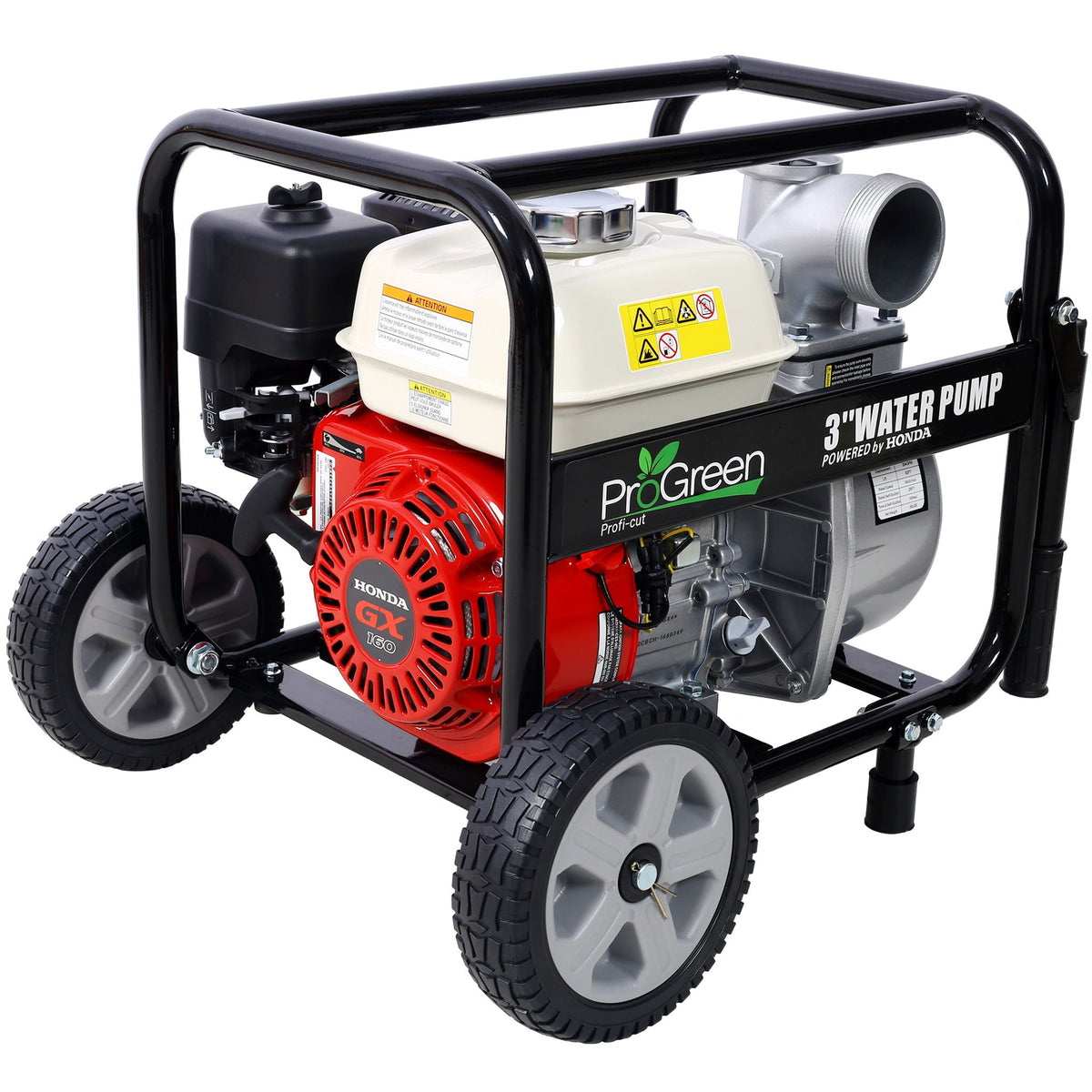 Honda GX160 Engine Water Pump 3" with Accessories Kit and Handle Wheel Kit - Black/Red