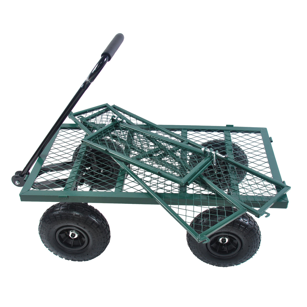 Green Outdoor Wagon Cart with Foldable Steel Frame - 550 lb Capacity