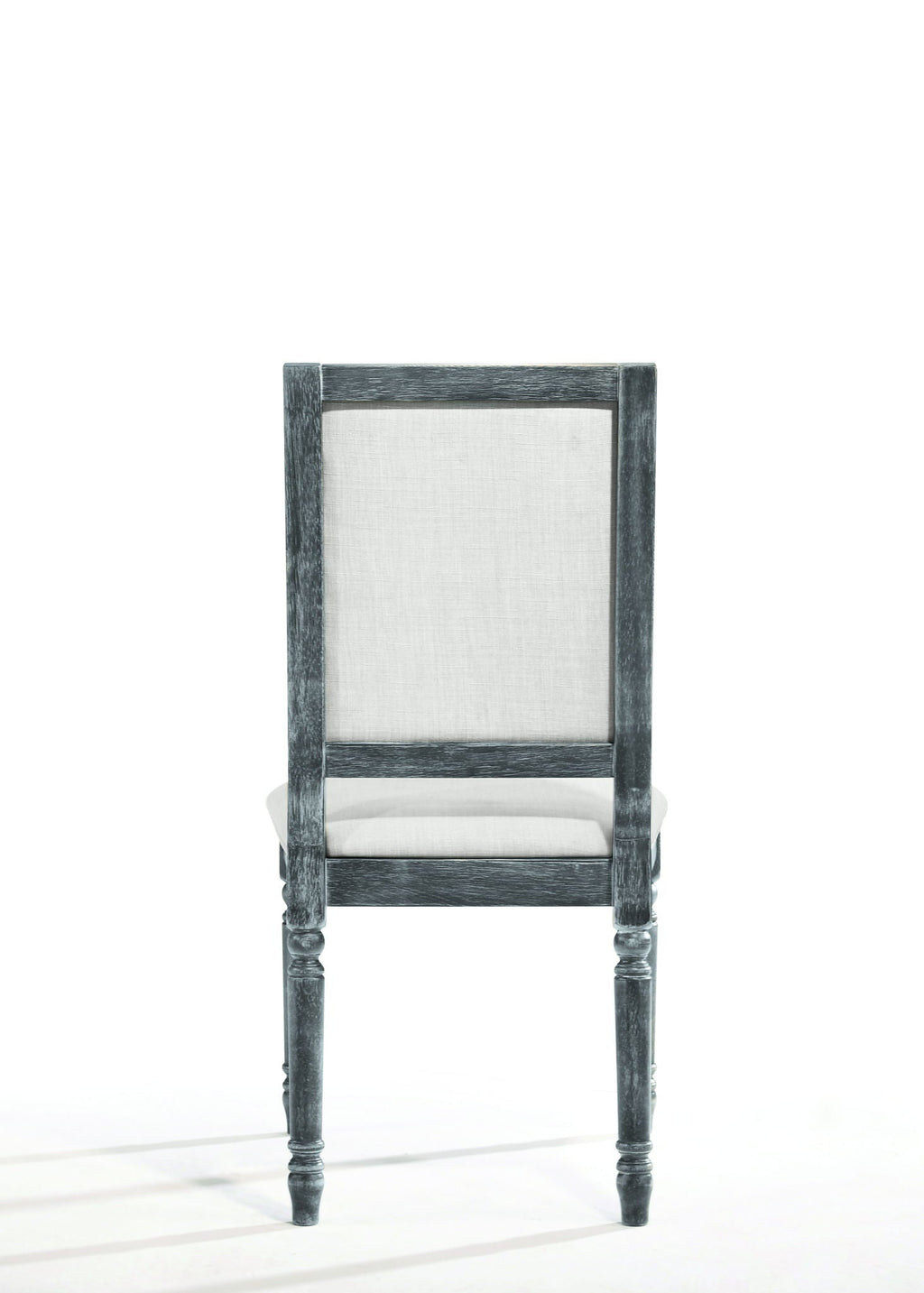 Weathered Side Chair with Cream Linen Upholstery - Cream / Gray