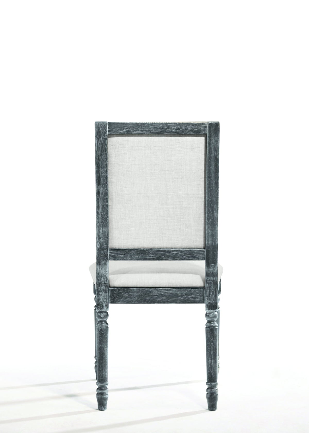 Weathered Side Chair with Cream Linen Upholstery - Cream / Gray