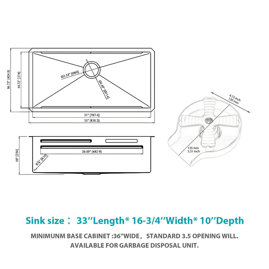 Undermount Stainless Steel Kitchen Sink with Pull Down Faucet & Ledge Workstation - Gray or Black