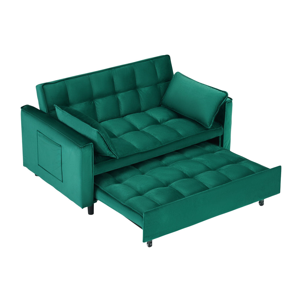 Convertible Velvet Sofa Bed with Storage Pockets - Multiple Colors