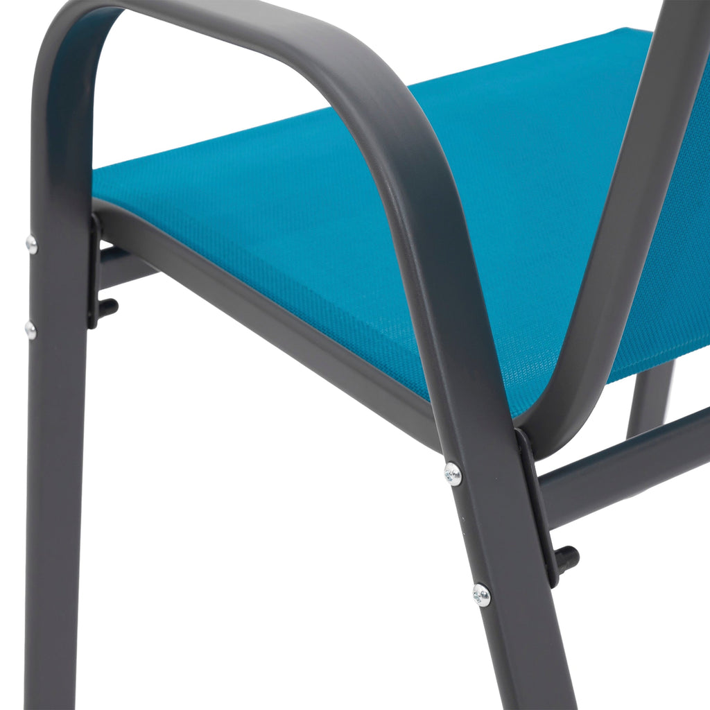 6-Piece Patio Chairs Set with High Backrest and Armrests - Blue