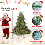 Full-Bodied Pre-Lit Evergreen Christmas Tree with 350 Warm White Lights - Green