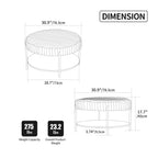 Modern Upholstered Round Ottoman Coffee Table with Storage Shelf - Fabric