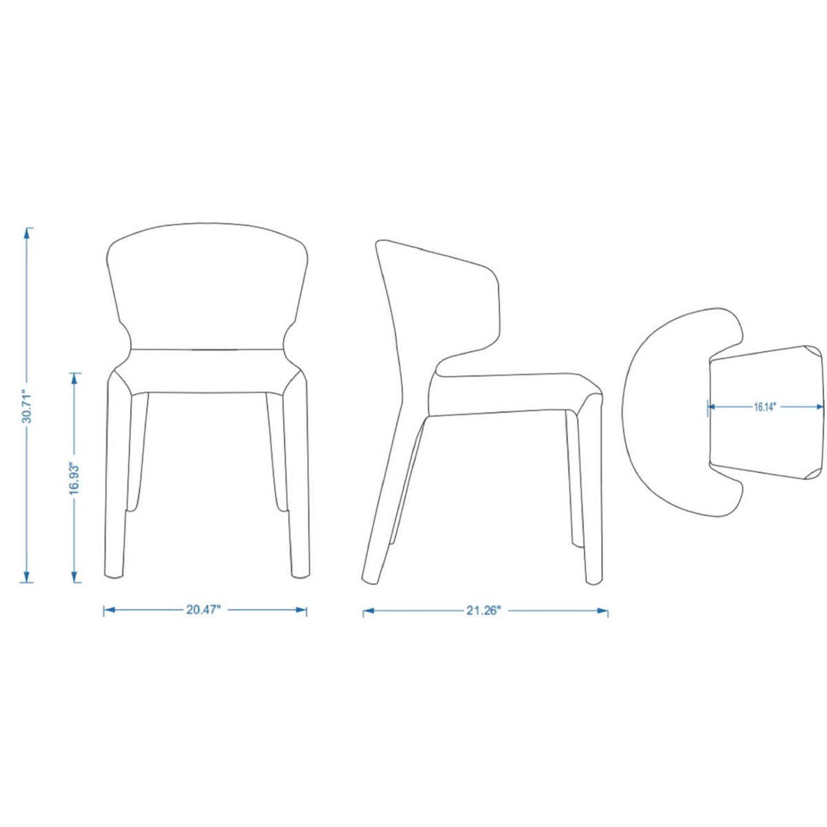 Conrad Dining Chair Set of 2 with Metal Frame - Multiple Colors