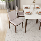 Mid-Century Modern Solid Wood Dining Chair Set with Fabric Upholstery - Multiple Colors