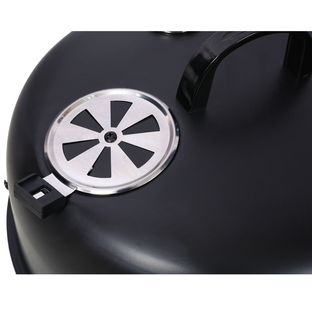 Portable Charcoal Smoker Grill with 3-in-1 Cooking Functionality - Black