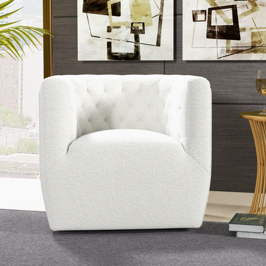 Ergonomic Design Swivel Chair with Tufted Accent - Multiple Colors