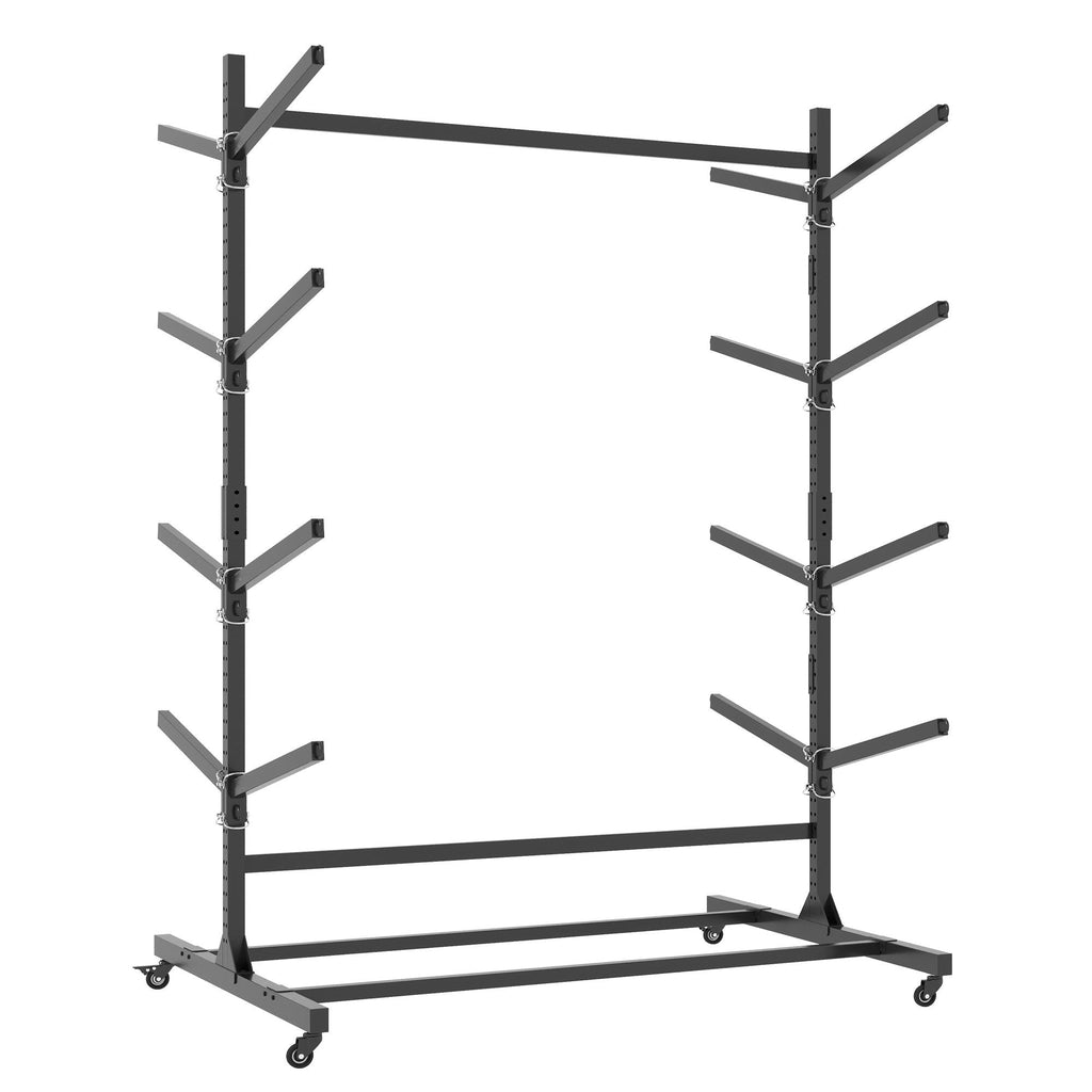 Freestanding Kayak Storage Rack with Lockable Wheels - Black