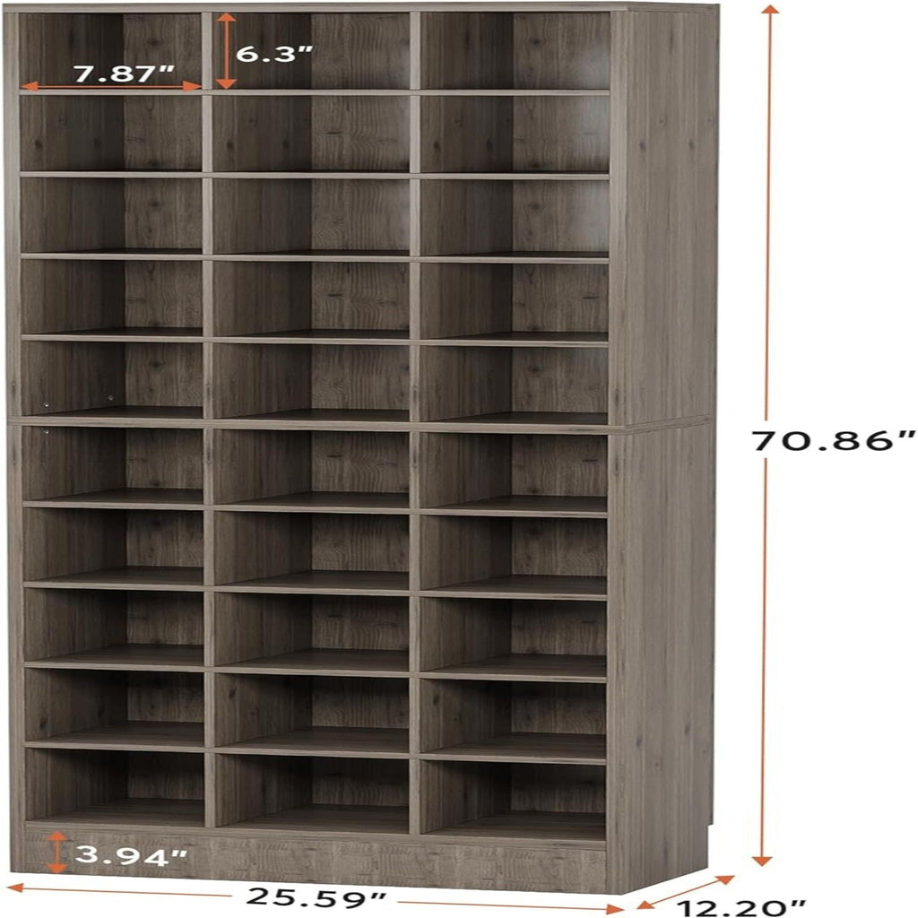 10 Tier Shoe Storage Cabinet with 30 Cubbies - Wood - Multiple Colors