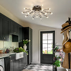 15-Light Chandelier with Crystal Accents - Matte Black