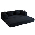 Convertible Sleeper Sofa Bed with Fixed Shape Frame and Cylindrical Pillow - Fabric