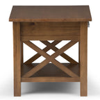 Medium Saddle Brown Solid Wood End Table with Drawer - Contemporary Style