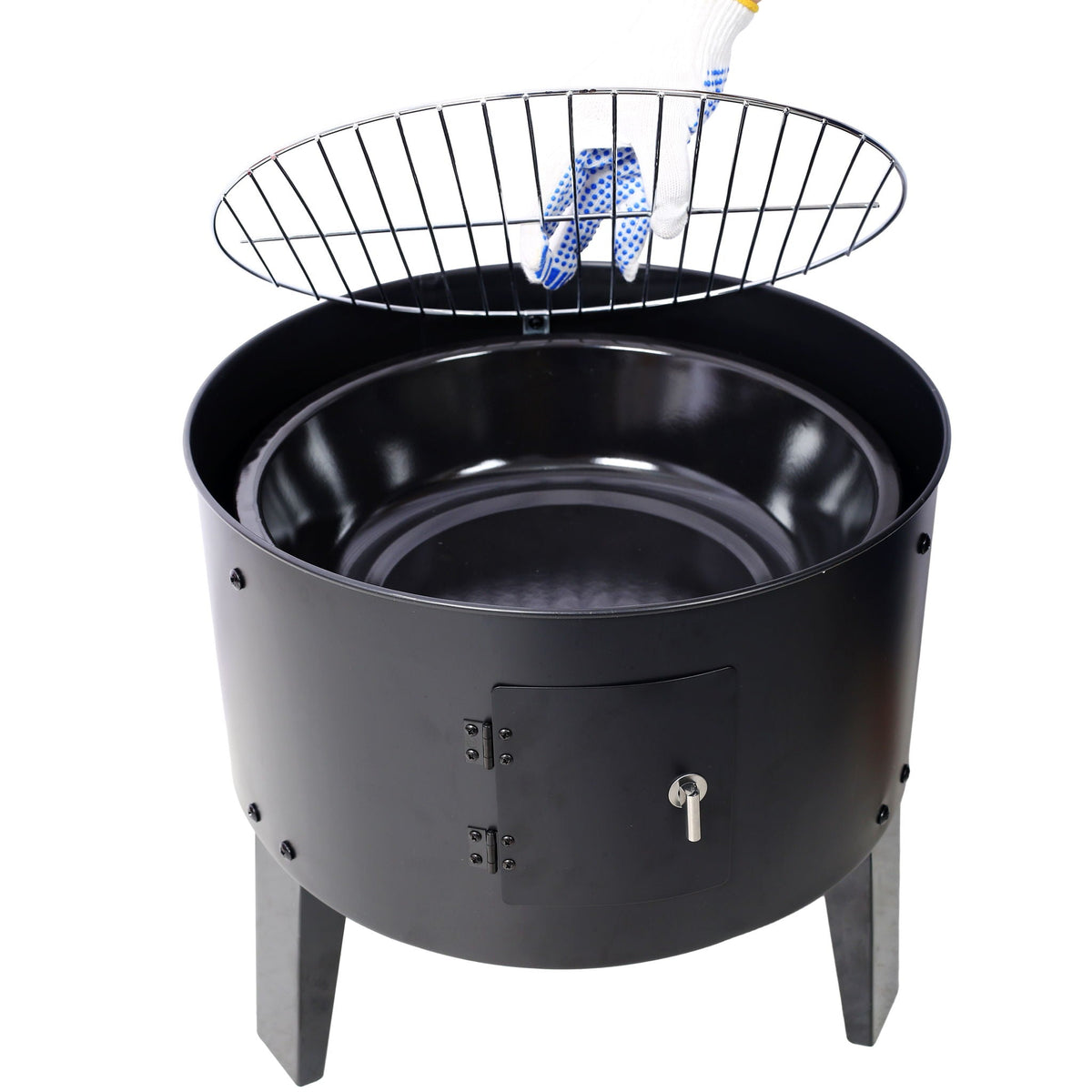 Portable Charcoal Smoker Grill with 3-in-1 Cooking Functionality - Black