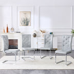 Elegant Design Upholstered Dining Chairs with Crystal Details - Multiple Colors