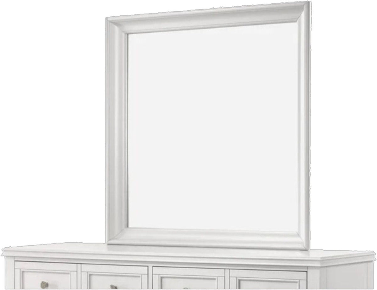 Square Mirror with Beveled Glass - White or Gray