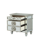 Mirrored Nightstand with Felt-Lined Drawer - Silver