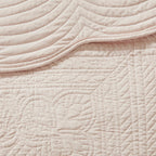 Reversible Scalloped Edge Quilt Set with Lightweight Microfiber - Blush