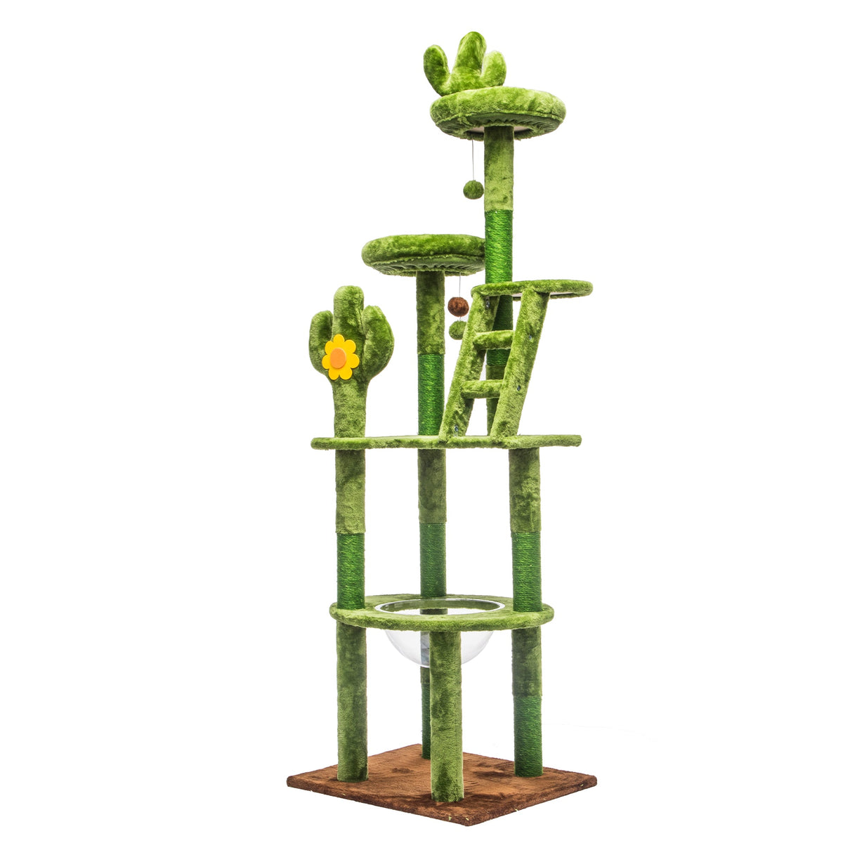 72in Cactus Cat Tree Tower with Transparent Capsule - Green