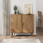 Line Groove Buffet Cabinet with Ample Storage - Brown