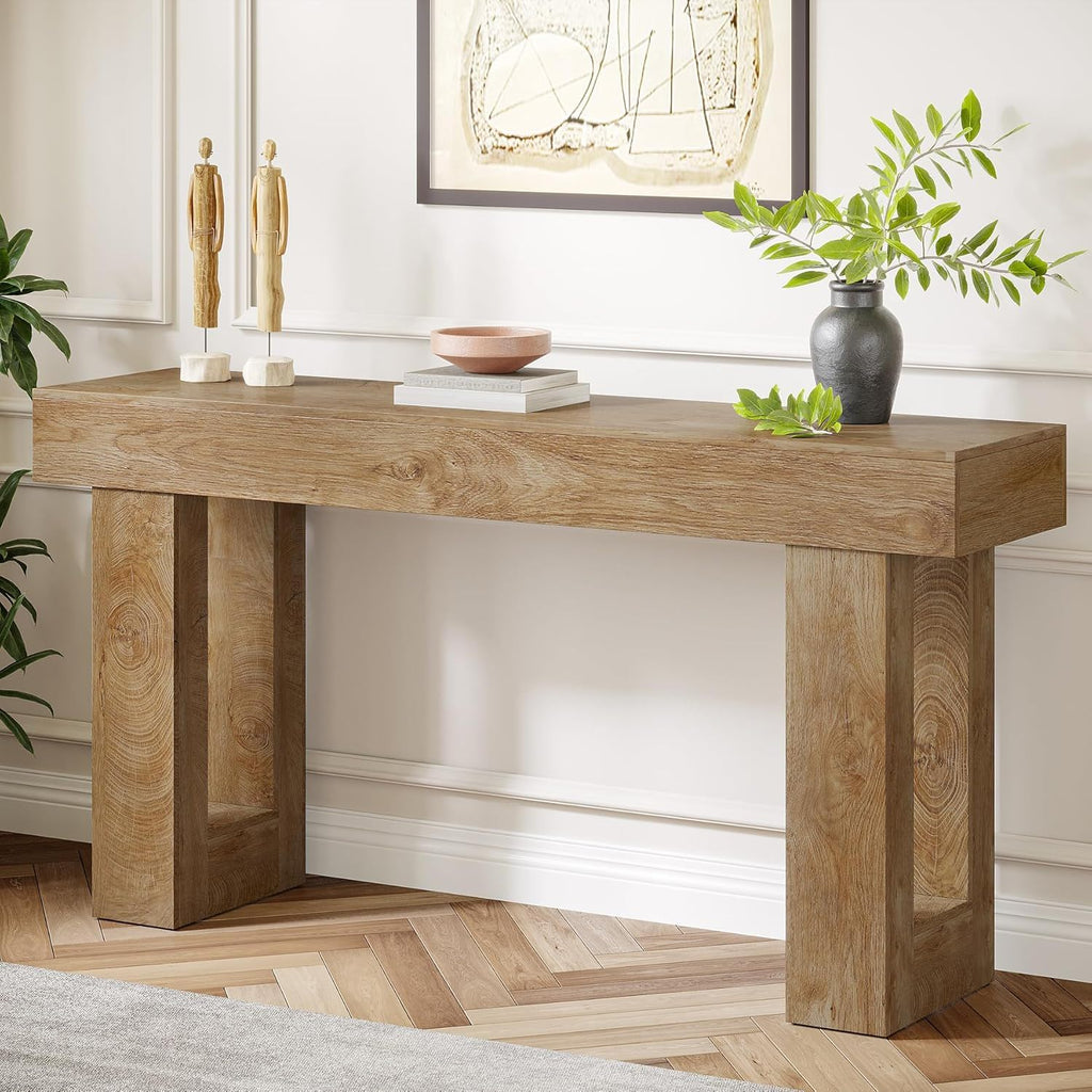 Extra Long Narrow Console Table with Open Storage Shelf - Dark Brown, Light Brown, or Dark Gray