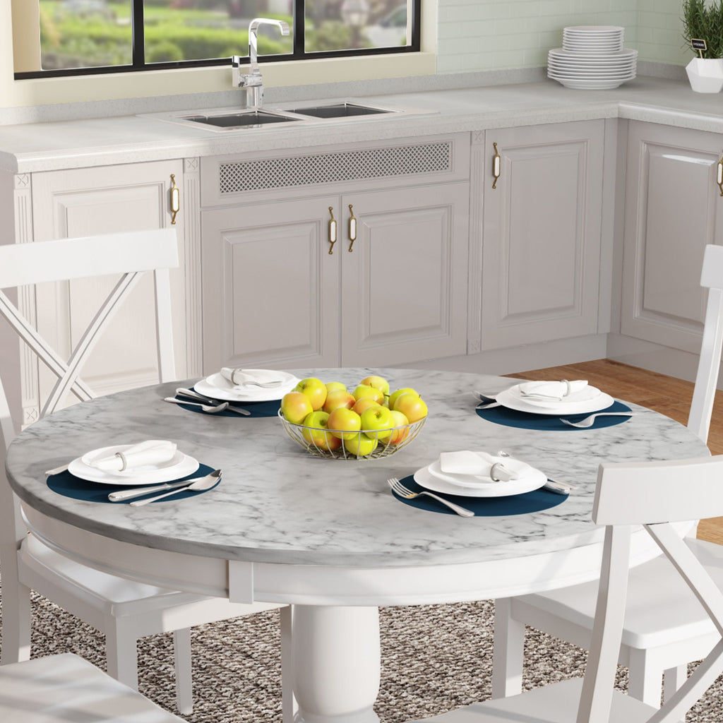 5-Piece Solid Wood Dining Set — White or Dark Gray