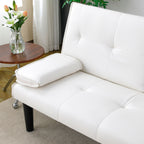 Foldable Sofa Bed with Cup Holder and Solid Wood Frame - Multiple Colors